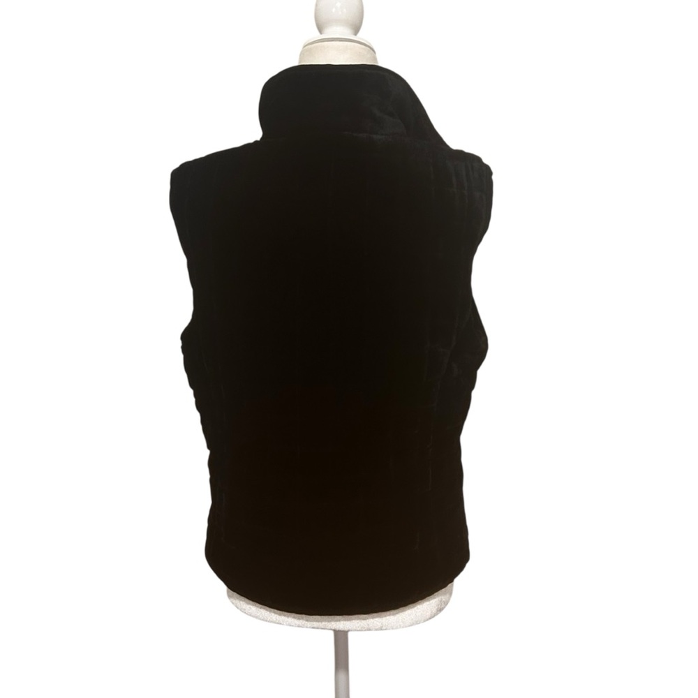 RALPH LAUREN Reversible black Velvet/Quilted Sateen Vest womens size large zip - Picture 3 of 16